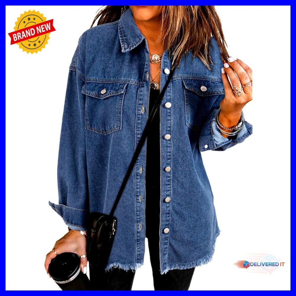 Oversized Distressed Denim Jacket Classic Retro Y2k Chic Boyfriend Fit